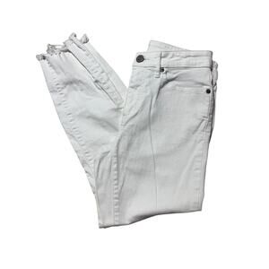 Loft Womens 2 White Curvy Skinny Cropped Raw Hem Pants